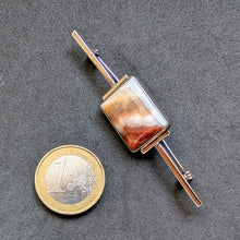 Lade das Bild in den Galerie-Viewer, Art Deco Brosche 935 Silber Achat rot weiß alt antik c. 1920 S