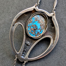 Lade das Bild in den Galerie-Viewer, Jugendstil Collier Türkis Gemme 800 Silber mit Kette alt antik c. 1900