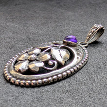 Lade das Bild in den Galerie-Viewer, Jugendstil Designer Anhänger 800 Silber Amethyst Handarbeit alt antik c. 1910 S