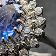 Load image into Gallery viewer, Entourage Ring 585 Gold Saphir Ceylon Sri Lanka 3 Carat No Heat Diamant RG 60 S