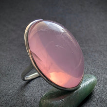 Lade das Bild in den Galerie-Viewer, Jugendstil Art Deco Ring 935 Silber Rosenquarz rosa alt antik c. 1920 RG 56 S