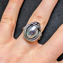Lade das Bild in den Galerie-Viewer, Vintage Designer Ring 925 Silber Abalone RG 56 S