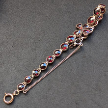 Lade das Bild in den Galerie-Viewer, Granat Armband Tombak vierblättriges Kleeblatt Glück alt antik c. 1900 S