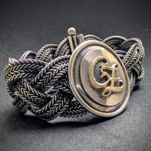 Lade das Bild in den Galerie-Viewer, Vintage Flecht Armband 835 Silber Gustav Hauber Mid Century CZ Gold c. 1950s S