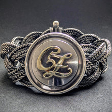 Lade das Bild in den Galerie-Viewer, Vintage Flecht Armband 835 Silber Gustav Hauber Mid Century CZ Gold c. 1950s S