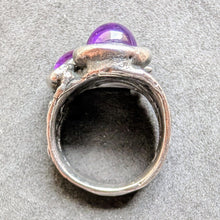Lade das Bild in den Galerie-Viewer, Vintage Ring Silber Modernismus Brutalismus Amethyst Handarbeit RG 54 S