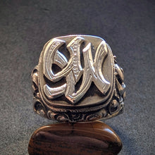 Lade das Bild in den Galerie-Viewer, Jugendstil Monogramm Ring Silber MH HM YW WY massiv 33,3 g antik 1920 RG 67/68 S