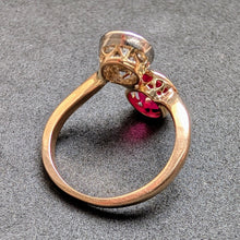 Lade das Bild in den Galerie-Viewer, Art Deco Ring Toi et Moi 585 Gold Diamant Rubin alt antik c. 1920 RG 52 S
