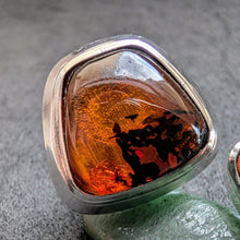 Lade das Bild in den Galerie-Viewer, Vintage Designer Manschettenknöpfe Bernstein 835 Silber Silberschmiedearbeit S