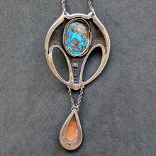 Lade das Bild in den Galerie-Viewer, Jugendstil Collier Türkis Gemme 800 Silber mit Kette alt antik c. 1900