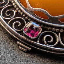 Lade das Bild in den Galerie-Viewer, Jugendstil Art Deco Brosche 800 Silber Butterscotch Bernstein antik c. 1920 S
