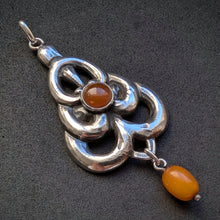 Lade das Bild in den Galerie-Viewer, Jugendstil Anhänger 830 Silber GAH Georg Albert Halling Bernstein antik c 1920 S