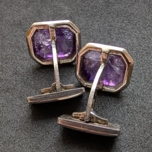 Lade das Bild in den Galerie-Viewer, Art Deco Manschettenknöpfe 800 Silber Amethyst alt antik c. 1920 S