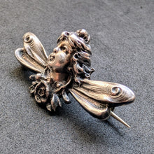 Load image into Gallery viewer, Jugendstil Brosche Putto Engel Libellenflügel 800 Silber alt antik c. 1910 S