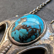 Lade das Bild in den Galerie-Viewer, Jugendstil Collier Türkis Gemme 800 Silber mit Kette alt antik c. 1900