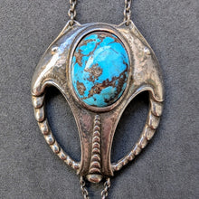 Lade das Bild in den Galerie-Viewer, Jugendstil Collier Türkis Gemme 800 Silber mit Kette alt antik c. 1900