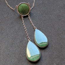 Lade das Bild in den Galerie-Viewer, Jugendstil Lavalliere Collier Silber grüner Quarz alt antik c. 1910 S