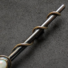 Load image into Gallery viewer, Vintage Designer Stab Brosche Silber 14k 585 Gold Opal Silberschmiedearbeit S