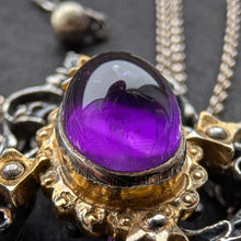 Lade das Bild in den Galerie-Viewer, Vintage Tracht Collier 925 Silber BS Bartel & Sohn Amethyst Perle Kropfkette S