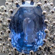 Load image into Gallery viewer, Entourage Ring 585 Gold Saphir Ceylon Sri Lanka 3 Carat No Heat Diamant RG 60 S