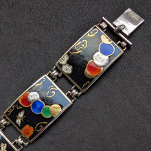 Lade das Bild in den Galerie-Viewer, Jugendstil Art Deco Armband 935 Silber Japonismus Emaille alt antik c. 1910 S