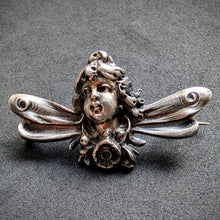 Load image into Gallery viewer, Jugendstil Brosche Putto Engel Libellenflügel 800 Silber alt antik c. 1910 S
