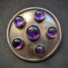 Lade das Bild in den Galerie-Viewer, Vintage Designer Brosche 835 Silber Amethyst Midcentury alt c. 1950 S