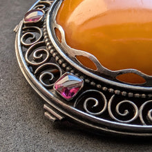 Lade das Bild in den Galerie-Viewer, Jugendstil Art Deco Brosche 800 Silber Butterscotch Bernstein antik c. 1920 S