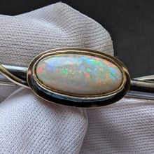Load image into Gallery viewer, Vintage Designer Stab Brosche Silber 14k 585 Gold Opal Silberschmiedearbeit S