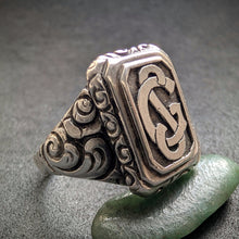 Lade das Bild in den Galerie-Viewer, Jugendstil Monogramm Ring 800 Silber SG GS alt antik c. 1920 RG 69/70