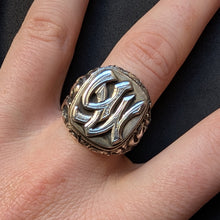 Lade das Bild in den Galerie-Viewer, Jugendstil Monogramm Ring Silber MH HM YW WY massiv 33,3 g antik 1920 RG 67/68 S