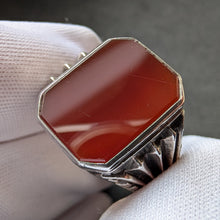 Lade das Bild in den Galerie-Viewer, Jugendstil Art Deco Ring 835 Silber Karneol Handarbeit alt c. 1920 RG 61 S