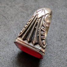 Lade das Bild in den Galerie-Viewer, Jugendstil Art Deco Ring 835 Silber Karneol Handarbeit alt c. 1920 RG 61 S