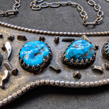 Load image into Gallery viewer, Vintage Navajo Designer Collier Kette Silber Türkis XL Silberschmiedearbeit S