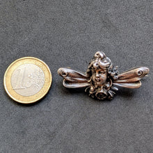 Load image into Gallery viewer, Art Nouveau brooch putto angel dragonfly wings 800 silver old antique c. 1910 S