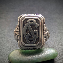 Lade das Bild in den Galerie-Viewer, Jugendstil Monogramm Ring 800 Silber SG GS alt antik c. 1920 RG 69/70