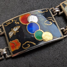 Lade das Bild in den Galerie-Viewer, Jugendstil Art Deco Armband 935 Silber Japonismus Emaille alt antik c. 1910 S