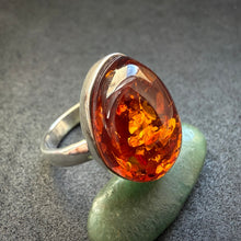 Load image into Gallery viewer, Vintage Ring Bernstein Sterling Silber 925 RG 57/58
