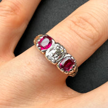 Load image into Gallery viewer, Antiker Ring 14k 585 Gold Altschliff Diamant Rubin alt c. 1900 RG 57
