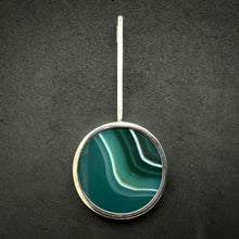 Load image into Gallery viewer, Vintage Anhänger Bengt Hallberg Schweden grüner Achat Sterling Silber 925
