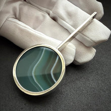 Load image into Gallery viewer, Vintage Anhänger Bengt Hallberg Schweden grüner Achat Sterling Silber 925
