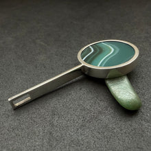 Load image into Gallery viewer, Vintage Anhänger Bengt Hallberg Schweden grüner Achat Sterling Silber 925
