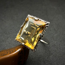Lade das Bild in den Galerie-Viewer, Art Deco Ring 835 Silber Citrin alt antik c. 1920 RG 53
