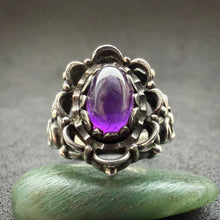 Load image into Gallery viewer, Vintage Tracht Ring 835 Silber Amethyst BAS RG 54
