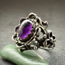 Load image into Gallery viewer, Vintage Tracht Ring 835 Silber Amethyst BAS RG 54
