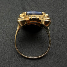 Load image into Gallery viewer, Jugendstil Art Deco Ring 835 Silber vergoldet blauer Naturstein alt antik c. 1920 RG 58/59
