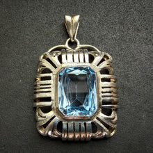 Load image into Gallery viewer, Jugendstil Art Deco Anhänger 835 Silber Spinell blau Handarbeit alt antik c. 1920
