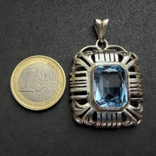 Load image into Gallery viewer, Jugendstil Art Deco Anhänger 835 Silber Spinell blau Handarbeit alt antik c. 1920
