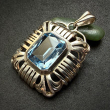 Load image into Gallery viewer, Jugendstil Art Deco Anhänger 835 Silber Spinell blau Handarbeit alt antik c. 1920
