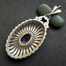 Lade das Bild in den Galerie-Viewer, Jugendstil Art Deco Anhänger 835 Silber Amethyst Markasit alt antik c. 1920
